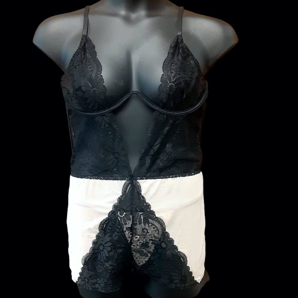 Lace and mesh chemise